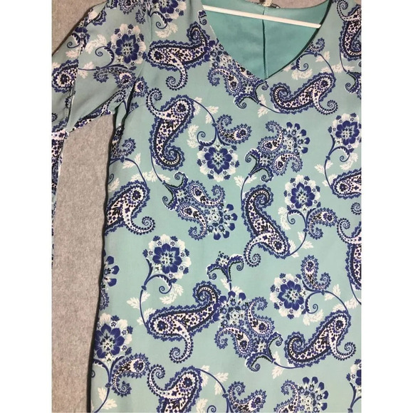 Womens Charlotte Russe Dress Size Small Paisley Print Boho Beachy Teal Blue - Picture 2 of 4